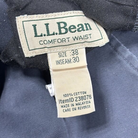 Lot of 2 LL Bean Comfort Waist Chino Pleated Pants Slacks Blue / Gray Mens 38x30 - Picture 10 of 16